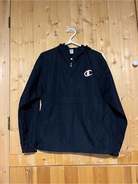 Champion Boys' Navy Hooded Anorak with Logo